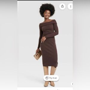 Universal Thread Dress | Twisted Cowl Neck, Off The Shoulder, Knit Midi Dress XL